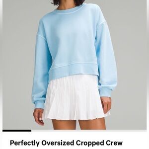 NWT lululemon cropped crew, blue mineral dye, size 8